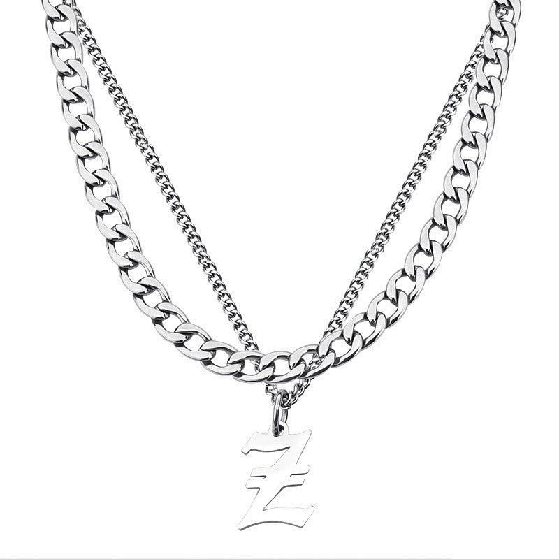 Cuba Double-Layer Titanium Steel, A-Z 26 Letters Necklace - DromedarShop.com Online Boutique