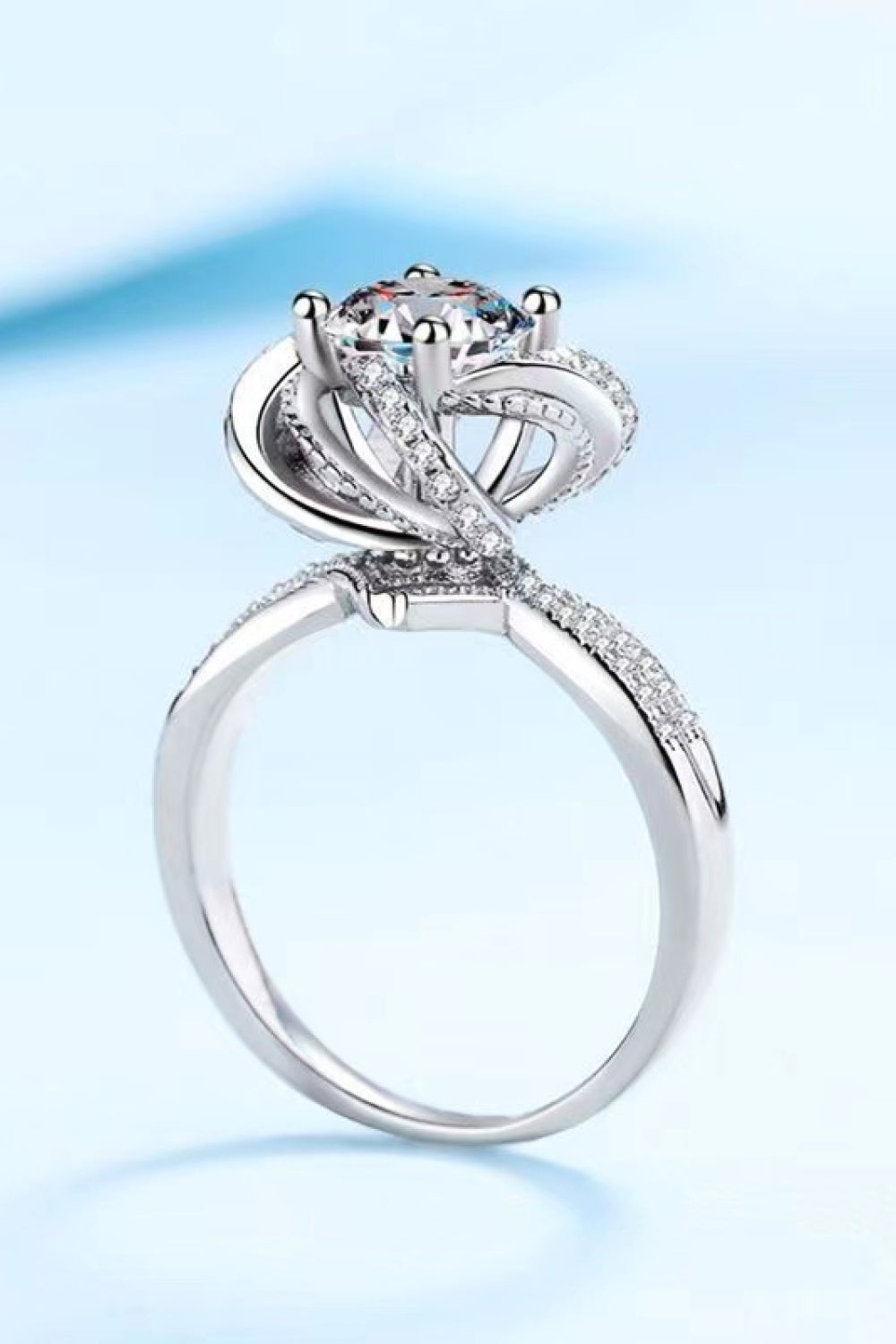2 Carat Moissanite Floral Platinum-Plated Ring - DromedarShop.com Online Boutique