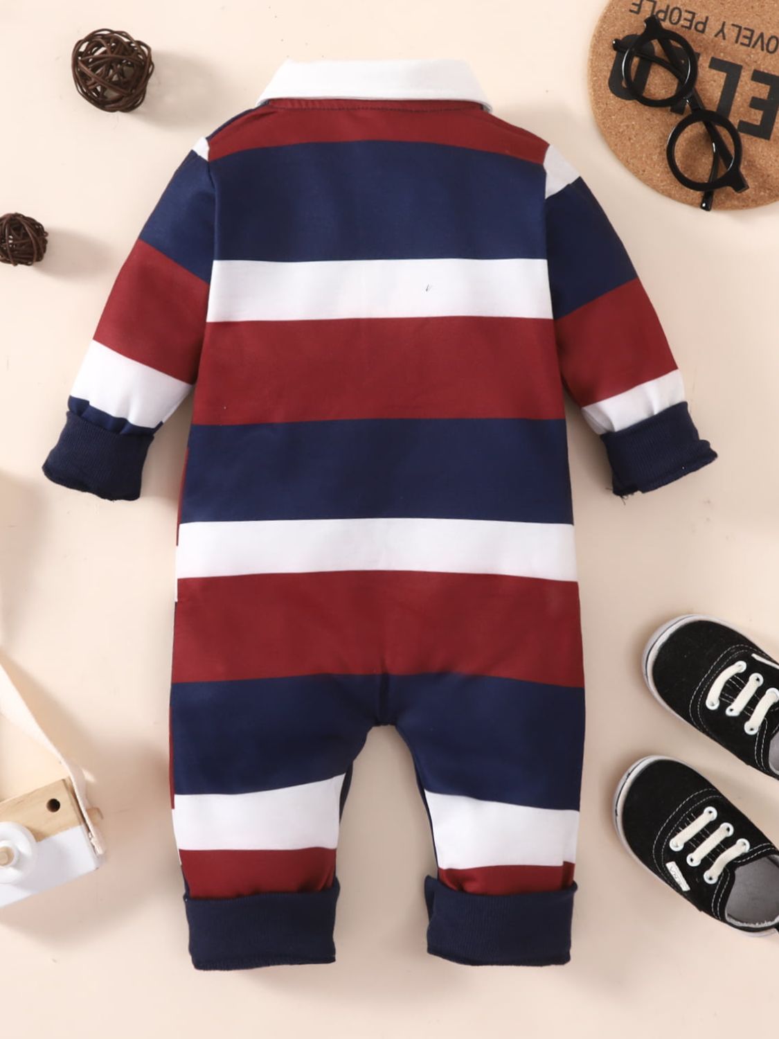 Baby Striped Collared Neck Jumpsuit - DromedarShop.com Online Boutique