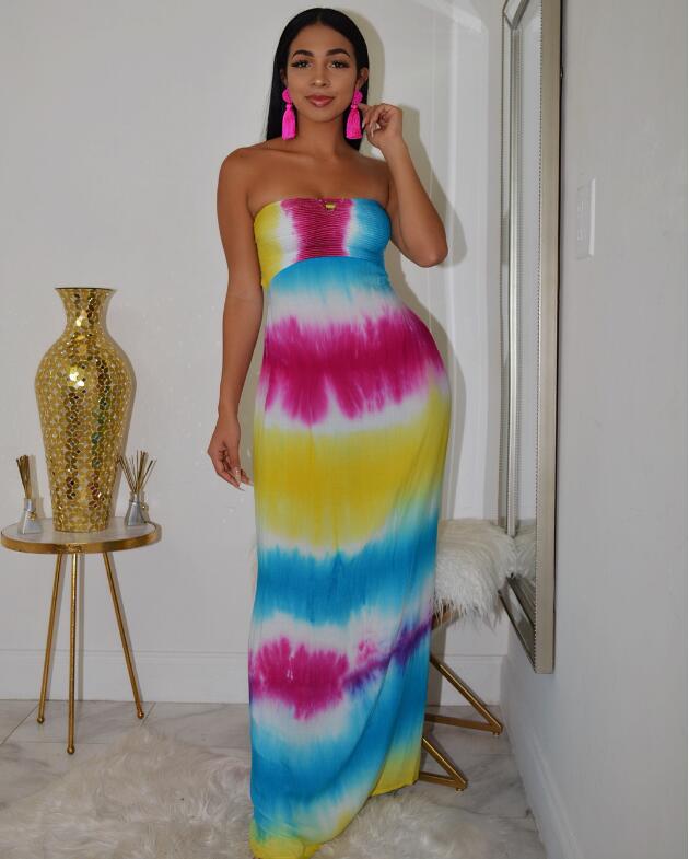 Women Summer Tie Dye Maxi Dress DromedarShop.com Online Boutique
