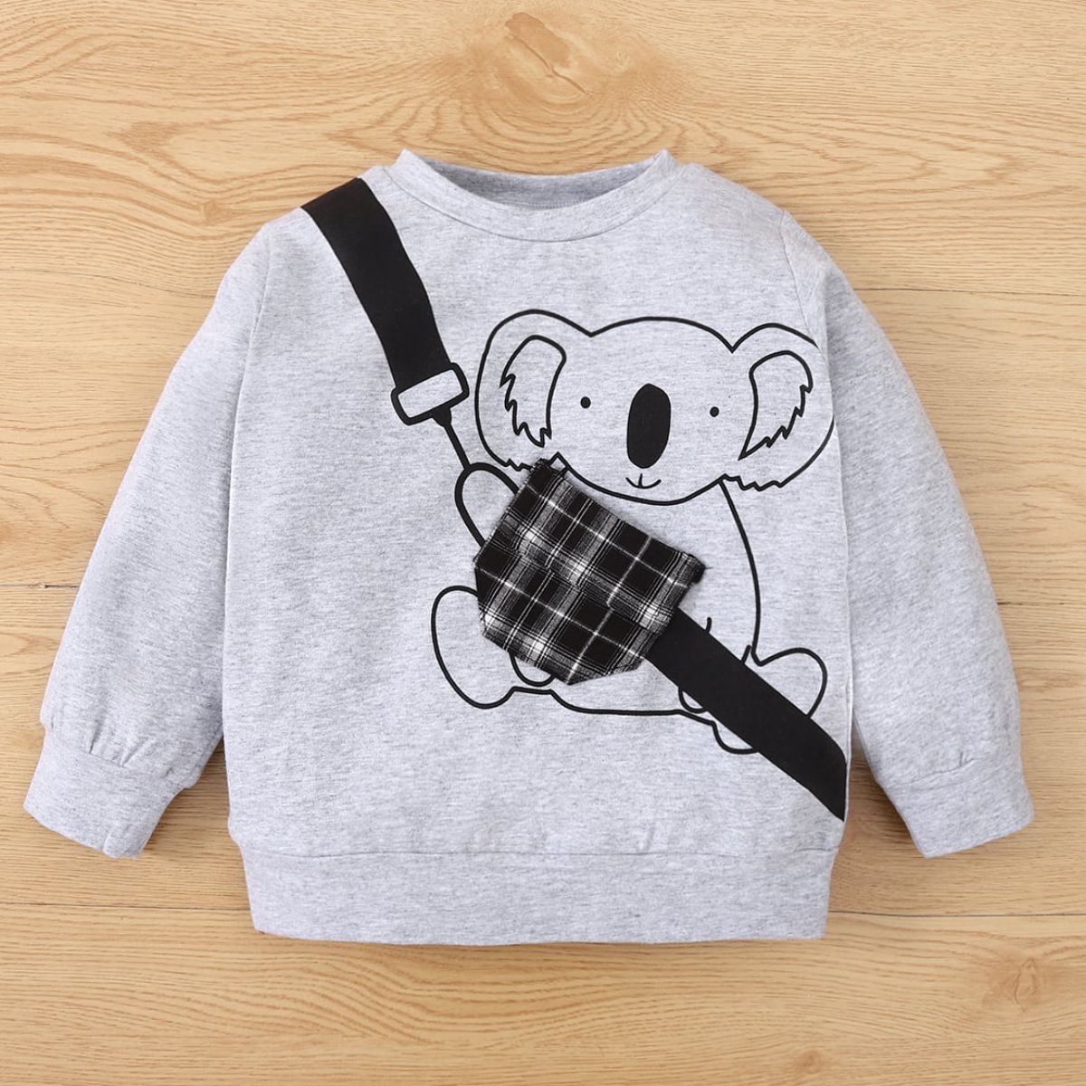 Kids Animal Graphic Sweatshirt and Plaid Joggers Set - DromedarShop.com Online Boutique