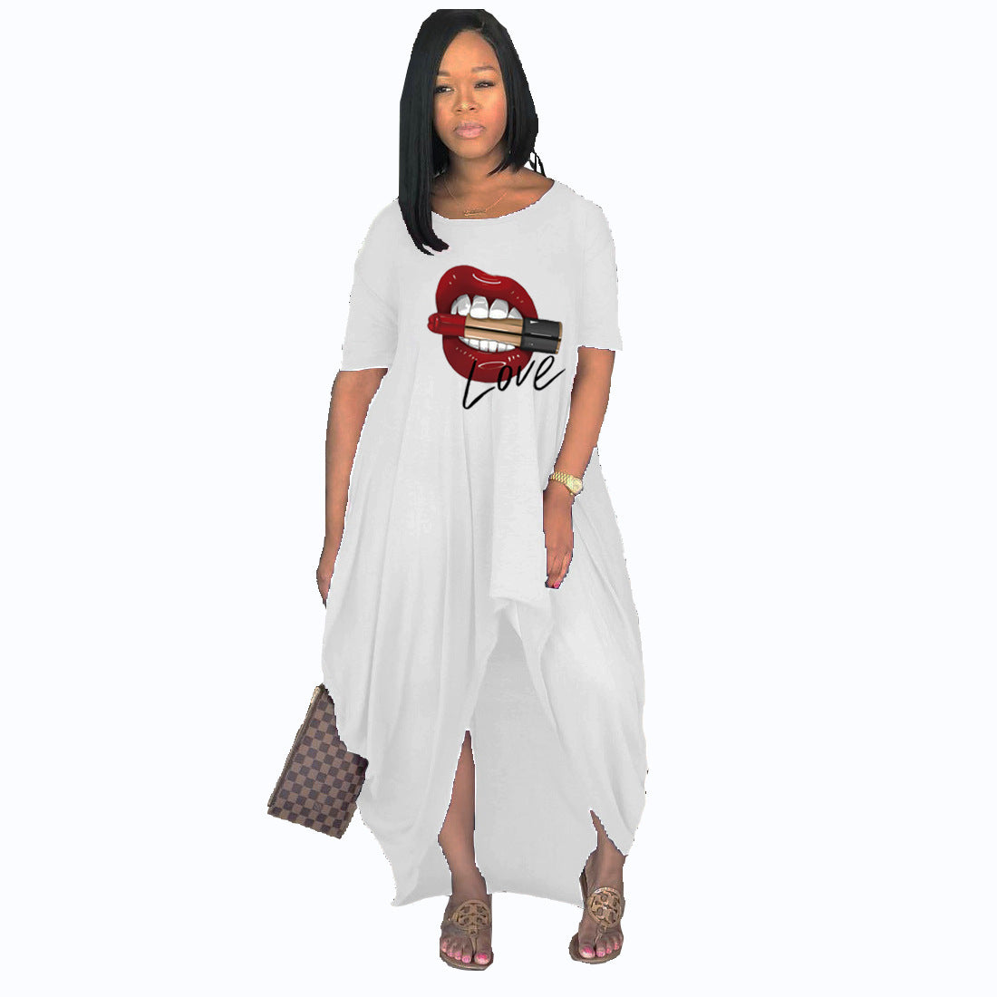 Plus Size Women Long Short Sleeve Dress - DromedarShop.com Online Boutique