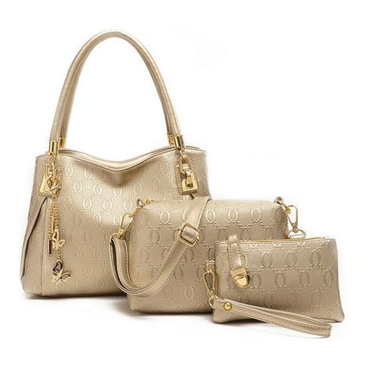 Women Handbag+Messenger Bag+Purse 3Pcs/Sets Vegan Leather DromedarShop.com Online Boutique
