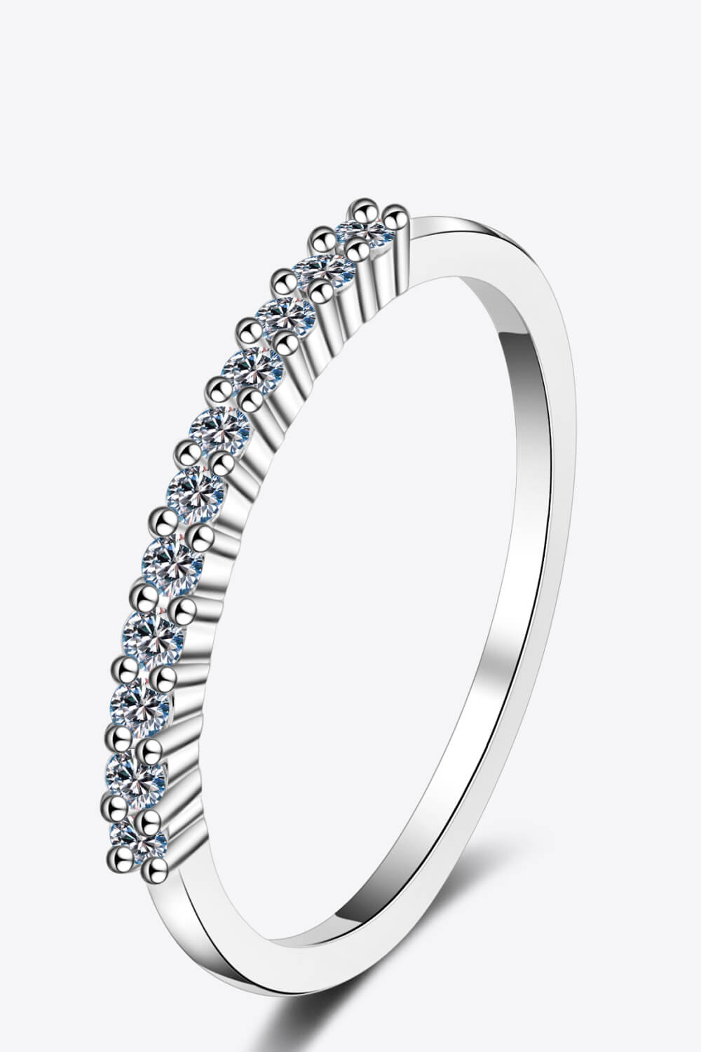 925 Sterling Silver Inlaid Moissanite Polished Ring - DromedarShop.com Online Boutique