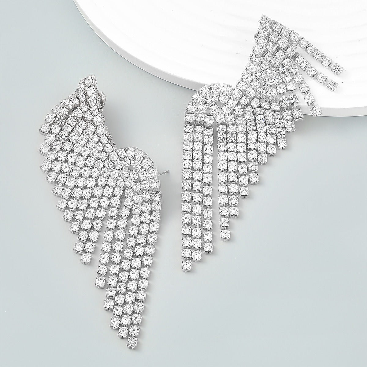 Super Flash Claw Chain Series Alloy Inlaid Rhinestone Tassel Wing Earrings - DromedarShop.com Online Boutique