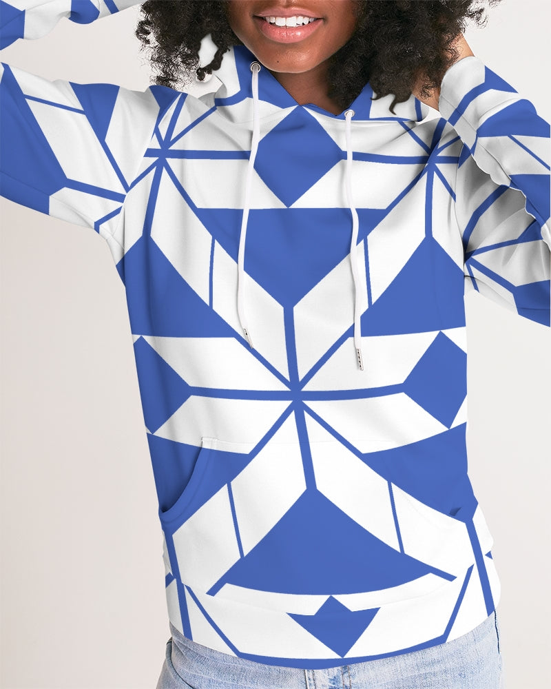 Aztec-Inca Collection Aztec Blue and White pattern Women's Hoodie DromedarShop.com Online Boutique