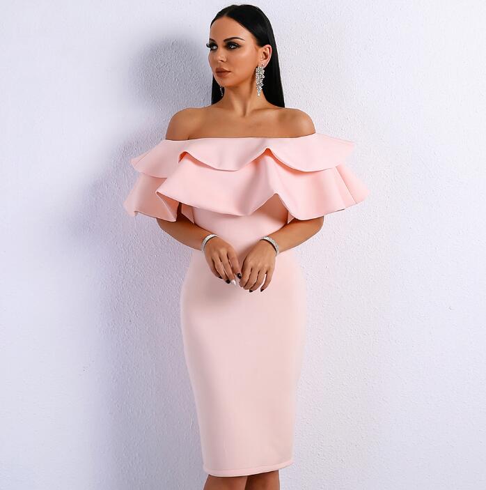 Women Off Shoulder Elegant Solid  Dress DromedarShop.com Online Boutique