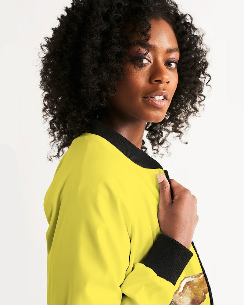 Holiday Yellow Women's Bomber Jacket DromedarShop.com Online Boutique
