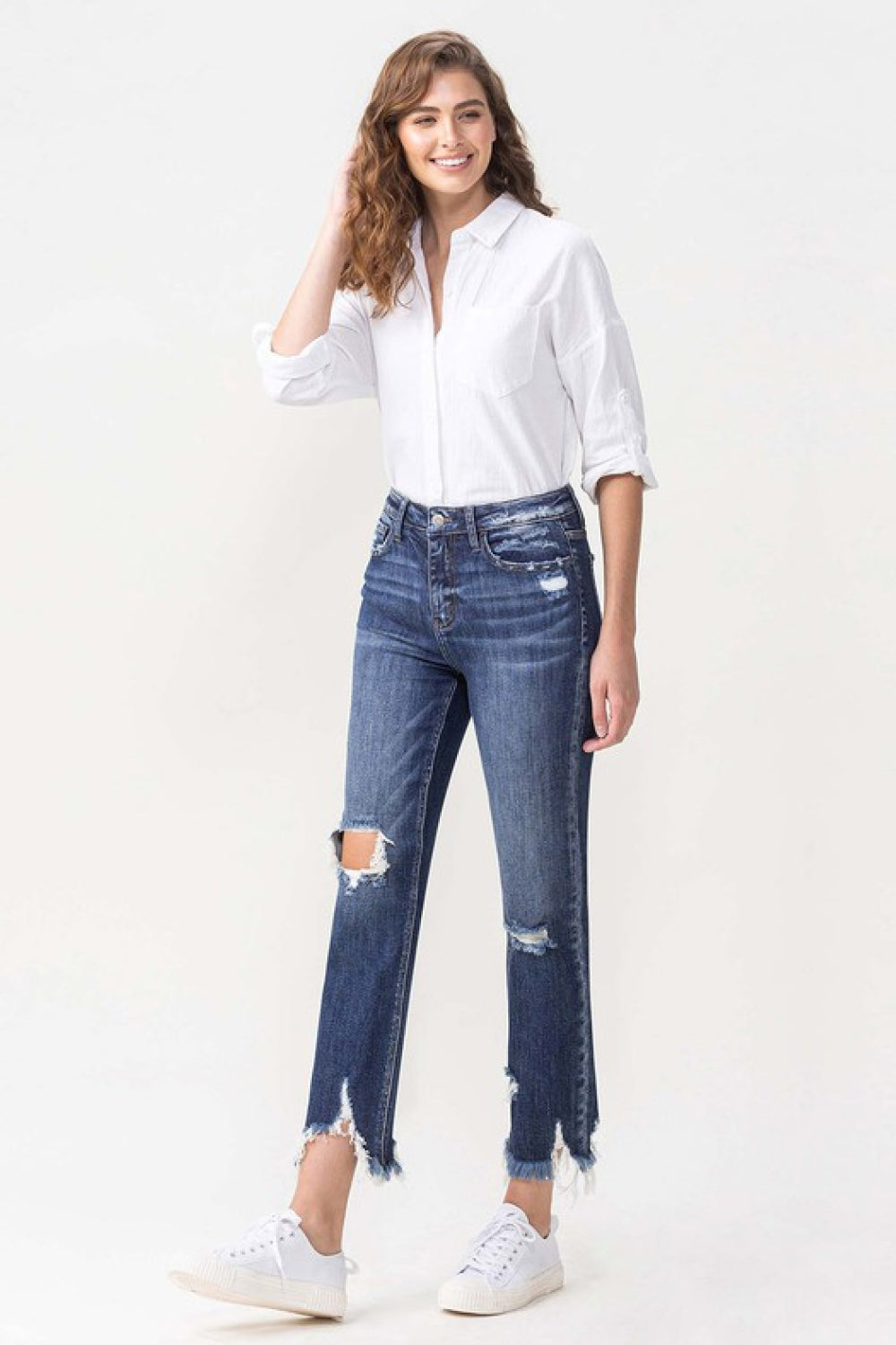 Lovervet Jackie Full Size High Rise Crop Straight Leg Jeans - DromedarShop.com Online Boutique