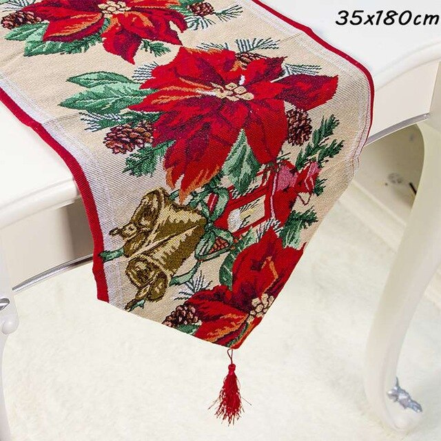 Linen Table Runner Merry Christmas Decorations for Home DromedarShop.com Online Boutique