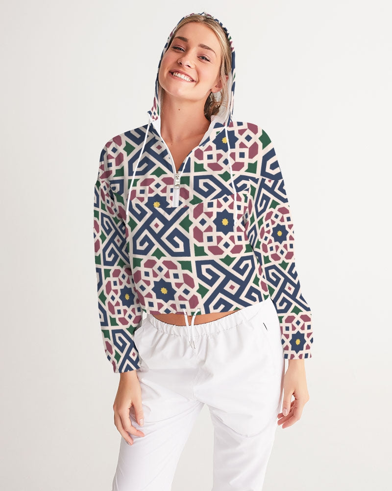 The Miracle of the East Moroccan pattern Women's Cropped Windbreaker DromedarShop.com Online Boutique