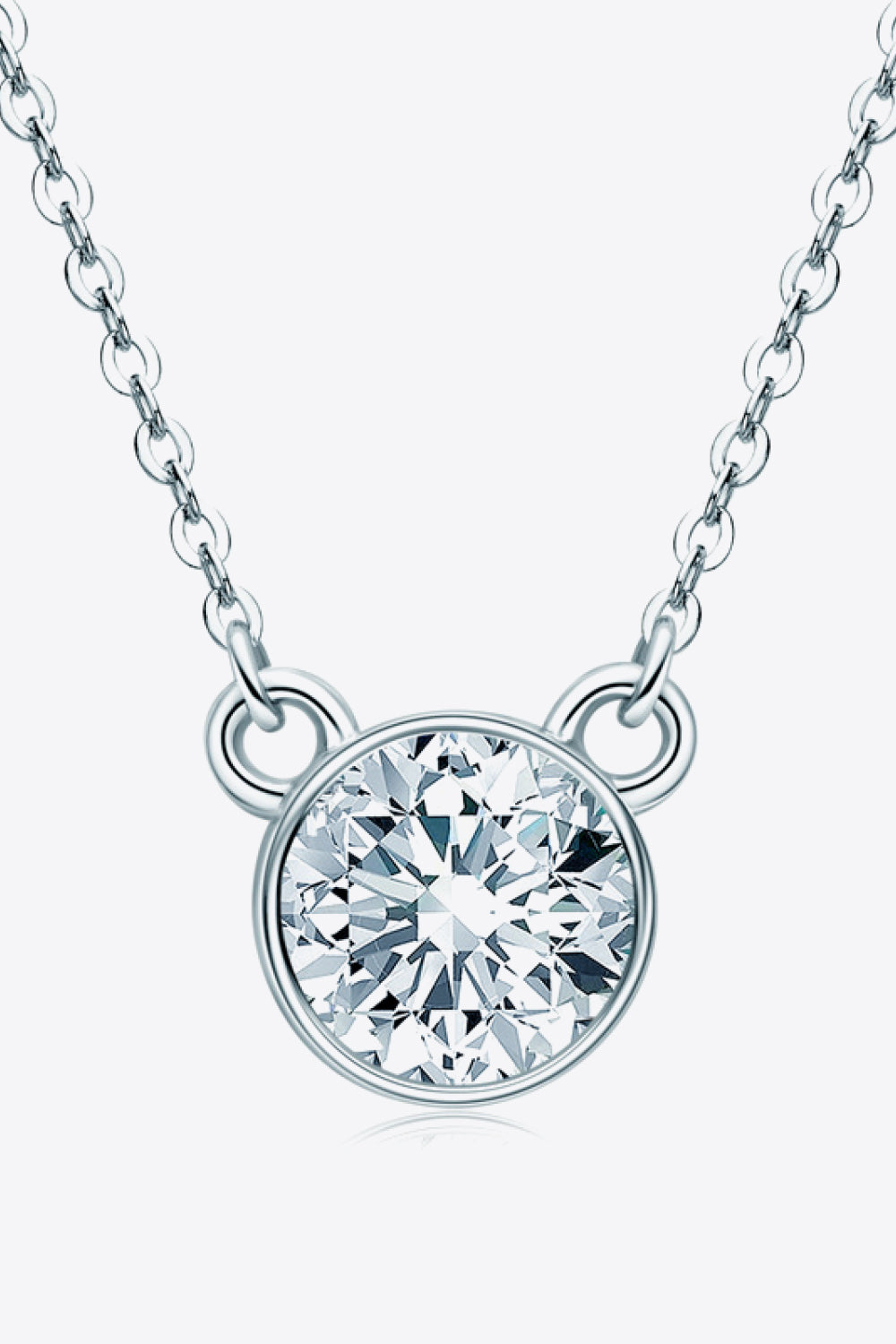 925 Sterling Silver 1 Carat Moissanite Round Pendant Necklace - DromedarShop.com Online Boutique