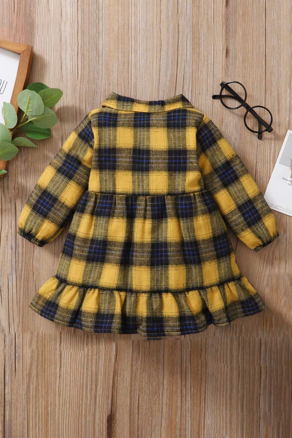 Girls Plaid Ruffled Shirt Dress - DromedarShop.com Online Boutique