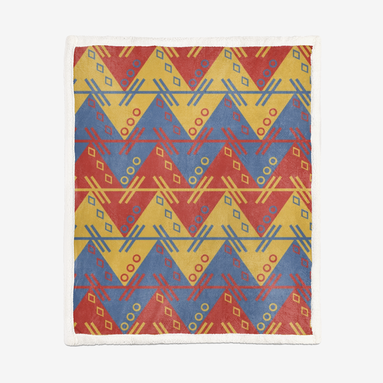 Aztec Red Gold Pattern Double-Sided Super Soft Plush Blanket DromedarShop.com Online Boutique