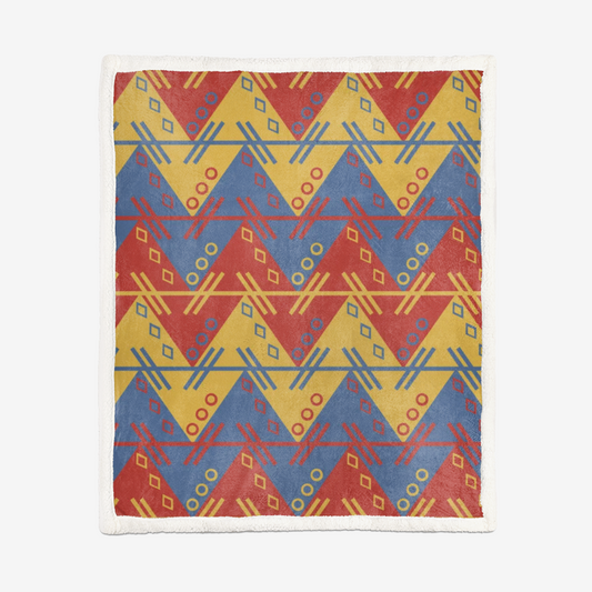Aztec Red Gold Pattern Double-Sided Super Soft Plush Blanket DromedarShop.com Online Boutique