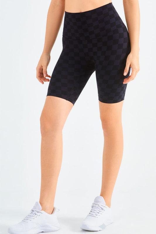 Checkered Wide Waistband Biker Shorts - DromedarShop.com Online Boutique