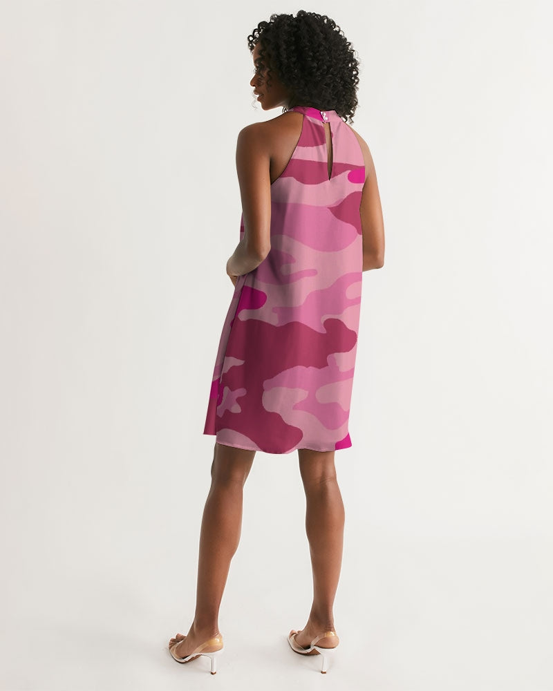 Pink  3 Color Camouflage Women's Halter Dress DromedarShop.com Online Boutique