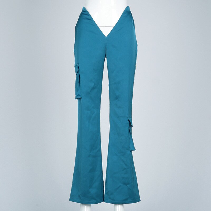 Women Blue Cargo Pants DromedarShop.com Online Boutique