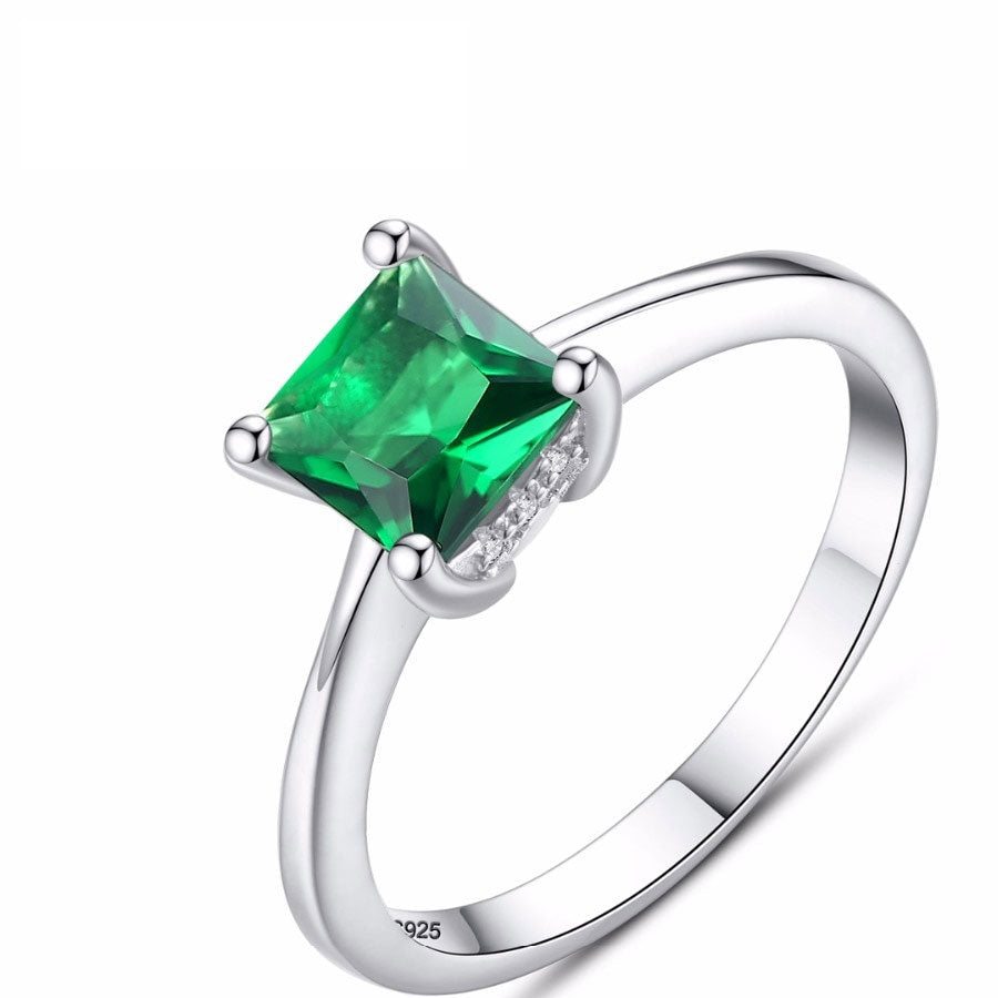 Emerald Simple Zircon Stone Finger Ring 925 Sterling Silver Women Jewelry DromedarShop.com Online Boutique