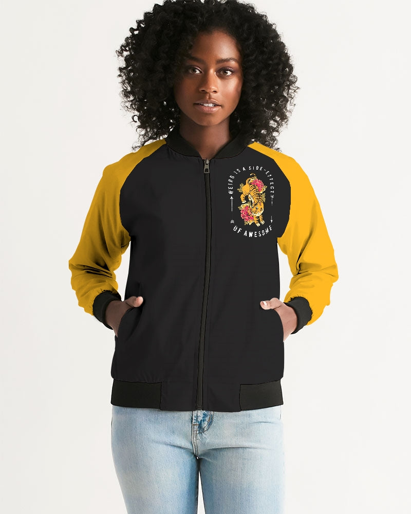 Flower And Animals On Black Women's Bomber Jacket DromedarShop.com Online Boutique