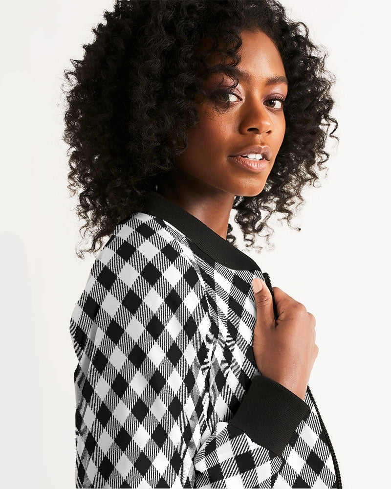 Checkerboard Women's Bomber Jacket DromedarShop.com Online Boutique