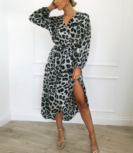 Women Leopard Printed Long Maxi Dress DromedarShop.com Online Boutique