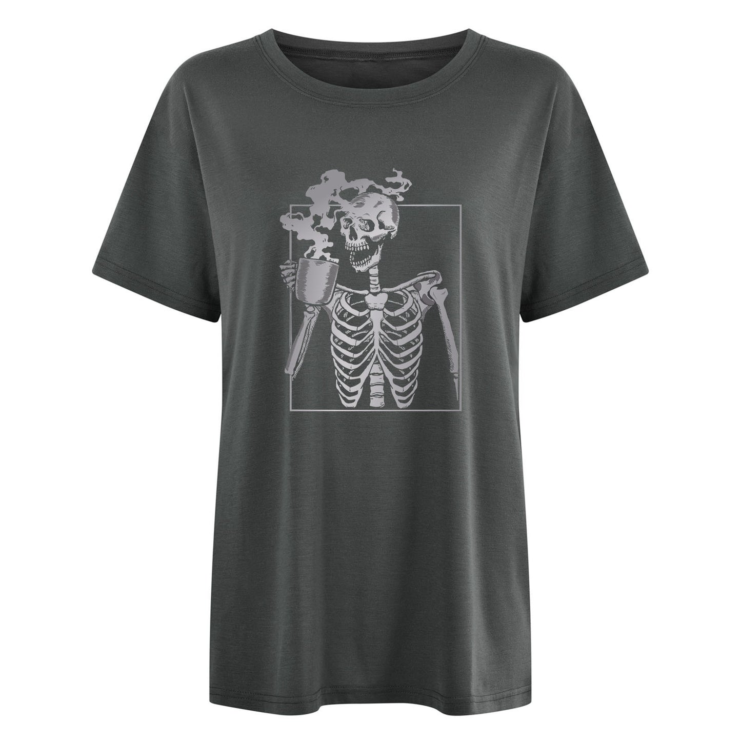 Large Size Short Sleeve Spot Skull Gradient Print T-Shirt - DromedarShop.com Online Boutique