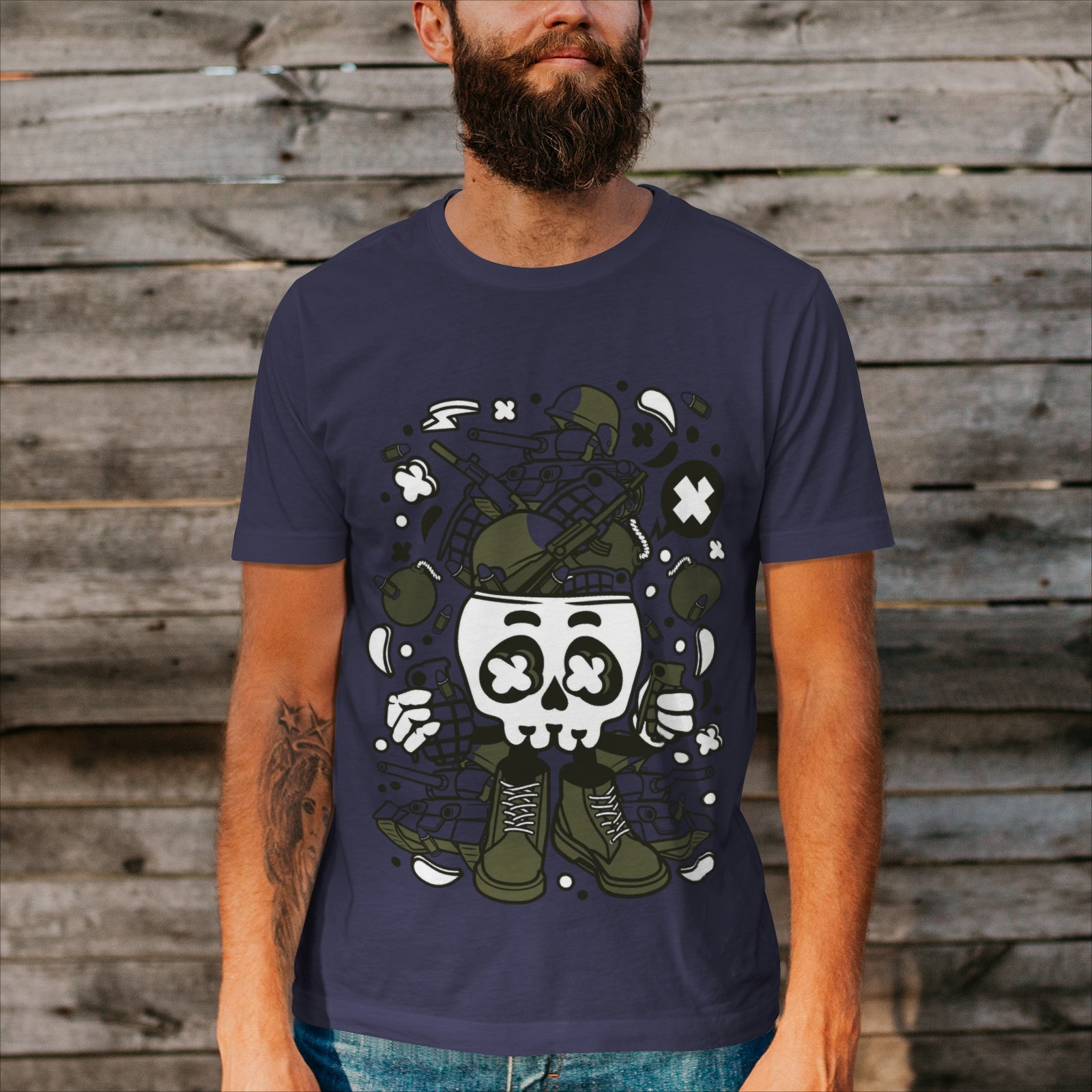 Army Skull Head Green D T-Shirt DromedarShop.com Online Boutique