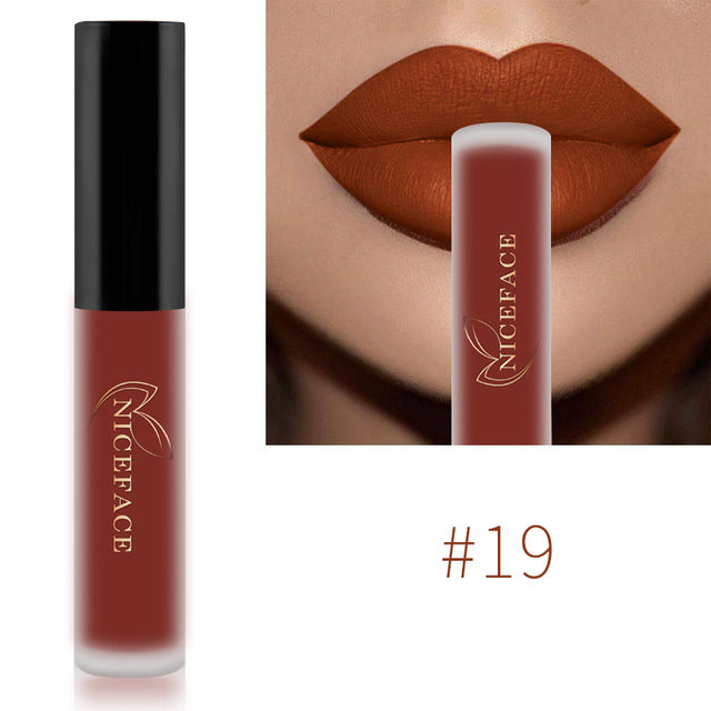NICEFACE Lip Gloss 26 Colors Nude Matte Liquid Lipstick Waterproof Cosmetics DromedarShop.com Online Boutique