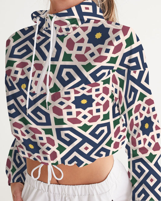 The Miracle of the East Moroccan pattern Women's Cropped Windbreaker DromedarShop.com Online Boutique