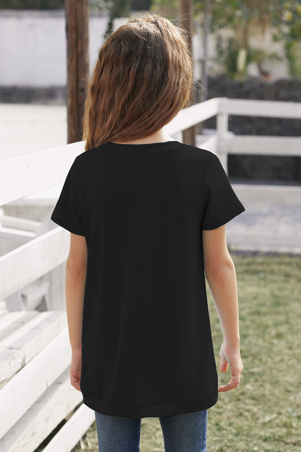 Girls Buttoned Tulip Hem T-Shirt - DromedarShop.com Online Boutique
