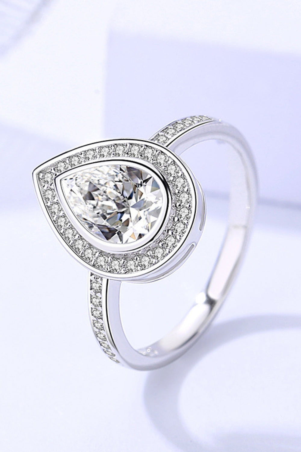 925 Sterling Silver Teardrop Moissanite Ring - DromedarShop.com Online Boutique