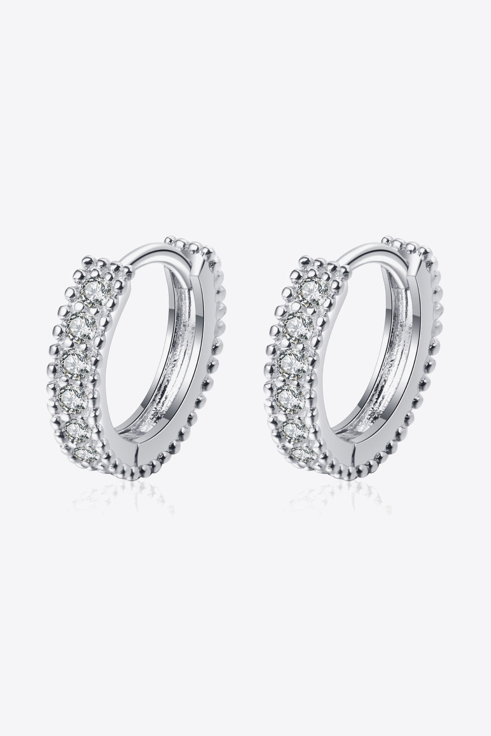 925 Sterling Silver Inlaid Moissanite Huggie Earrings - DromedarShop.com Online Boutique