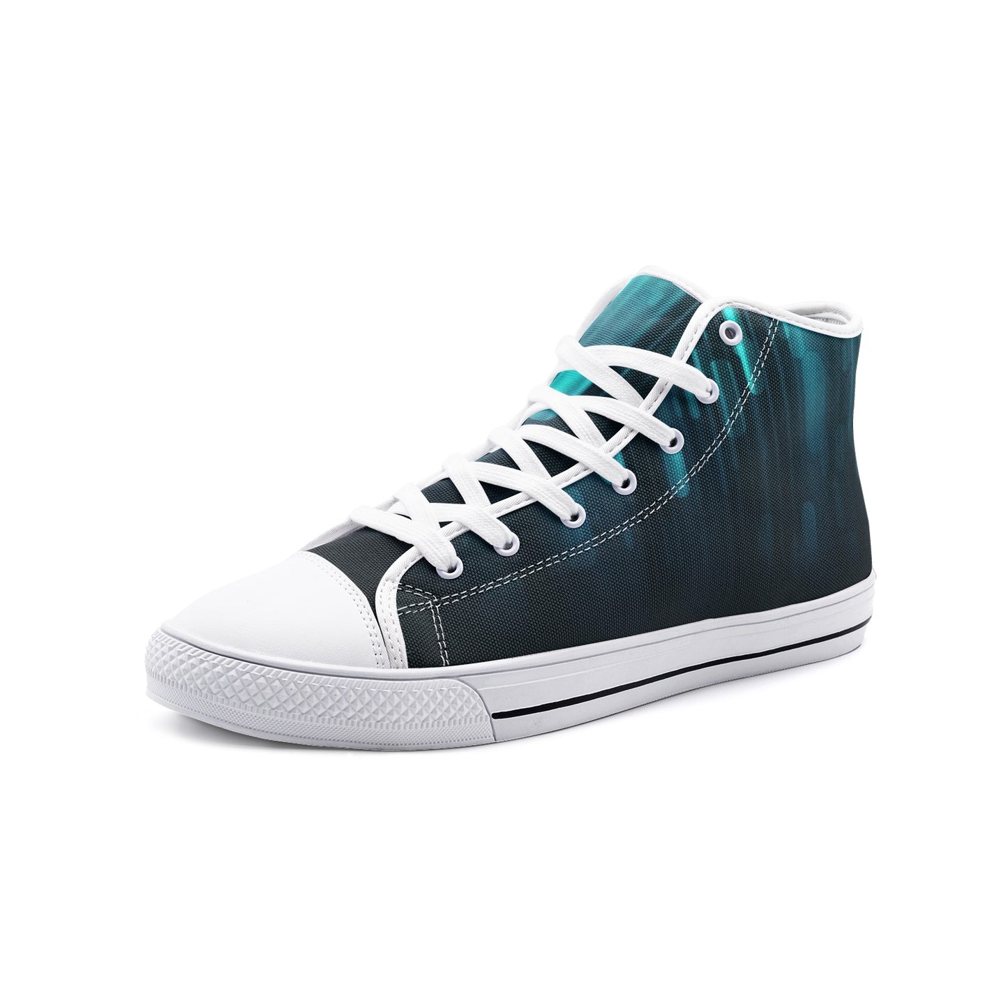 Blue Shapes Unisex High-Top Canvas Shoes DromedarShop.com Online Boutique