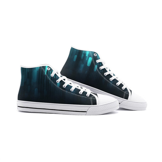 Blue Shapes Unisex High-Top Canvas Shoes DromedarShop.com Online Boutique