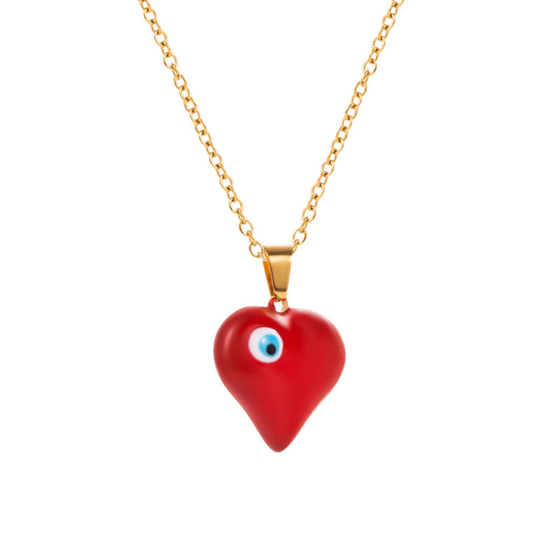Versatile Love Devil's Eye Pendant Titanium Steel Necklace DromedarShop.com Online Boutique