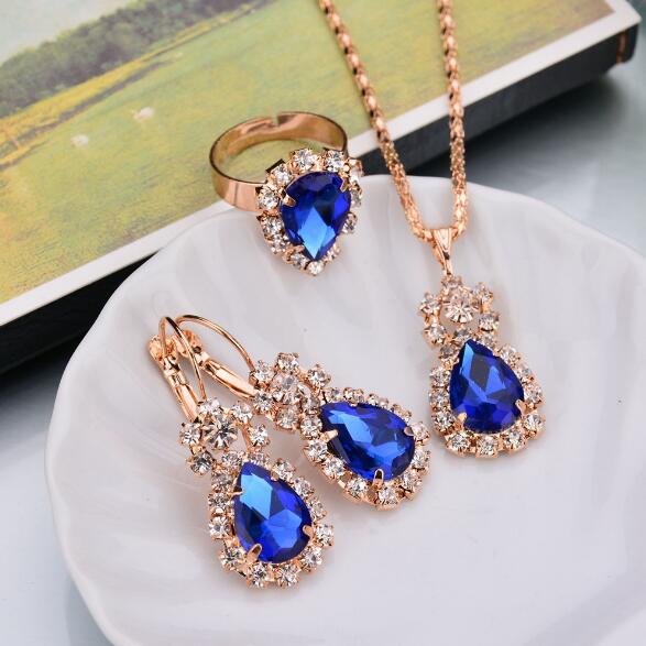 Water Drop Shape Earrings Necklace Rings Jewelry Sets DromedarShop.com Online Boutique