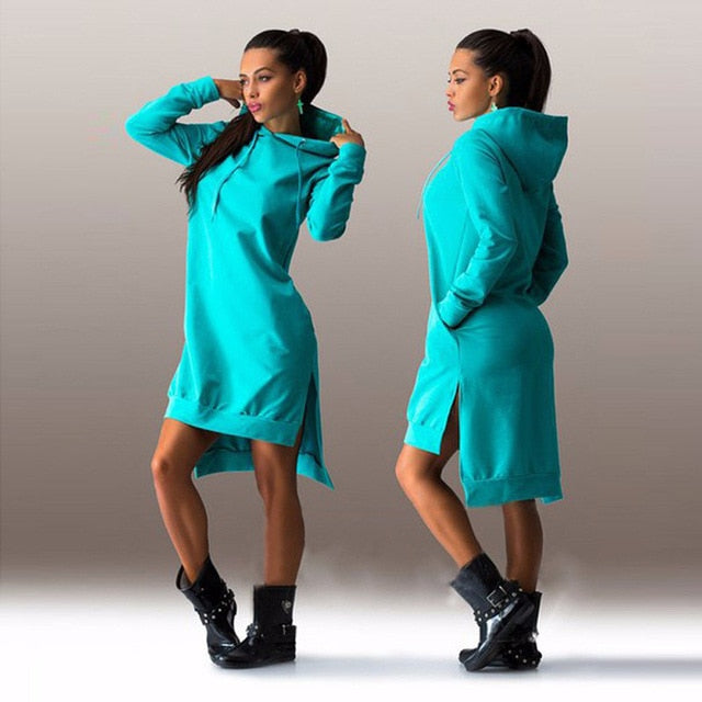 Solid Women Hoodies Asymmetrical Dress DromedarShop.com Online Boutique