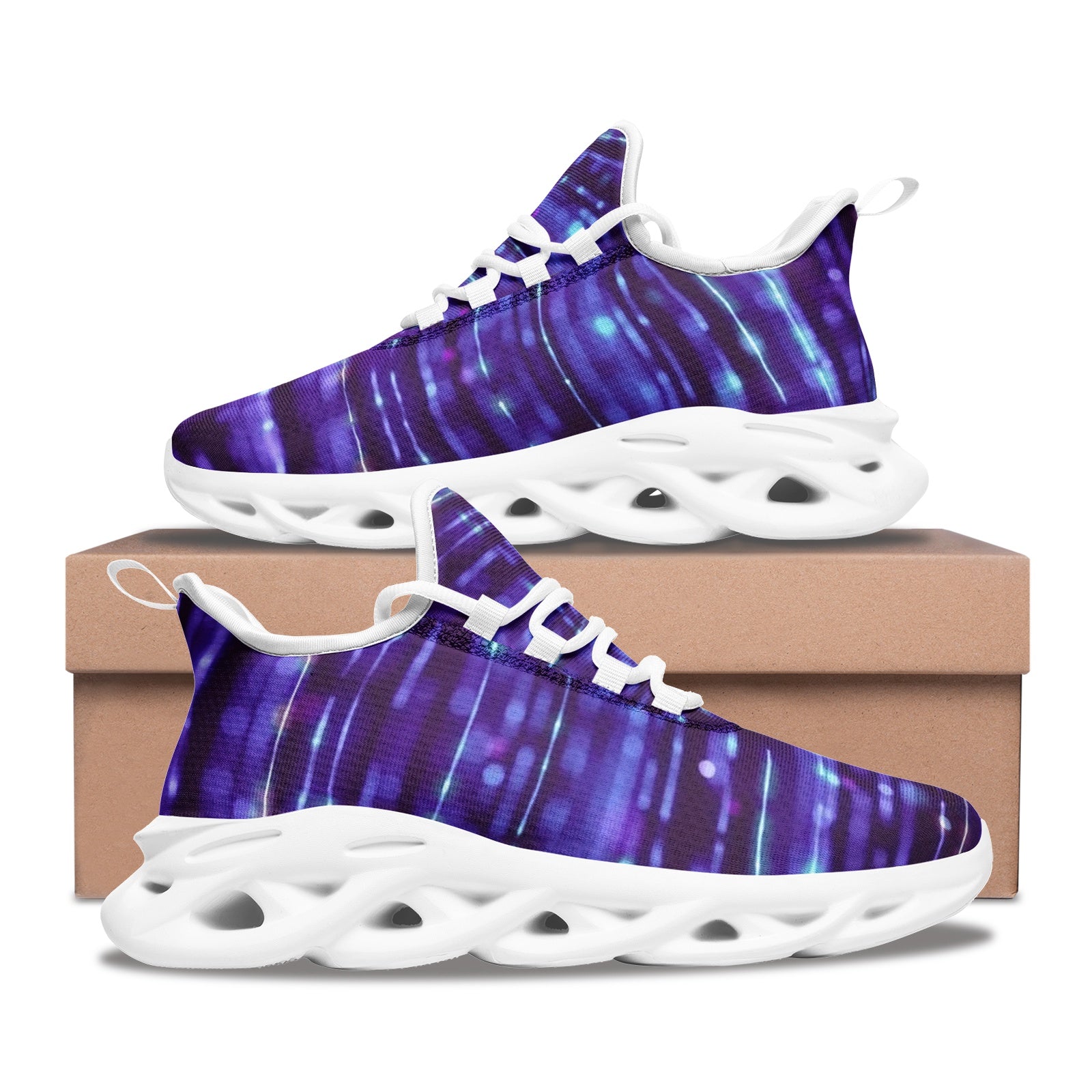 Purple Light Unisex Bounce Mesh Knit Sneakers - DromedarShop.com Online Boutique