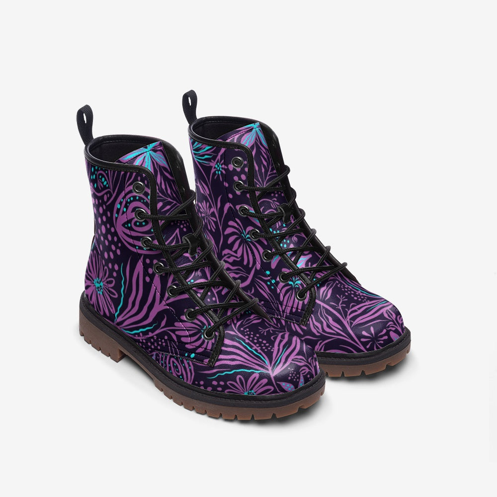 Purple Leafs Casual Leather Lightweight Boots - DromedarShop.com Online Boutique