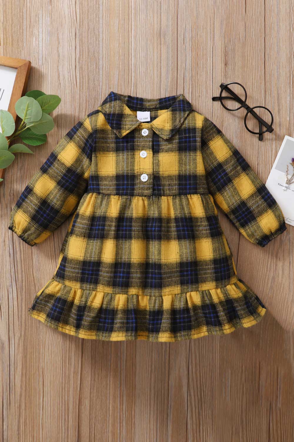 Girls Plaid Ruffled Shirt Dress - DromedarShop.com Online Boutique