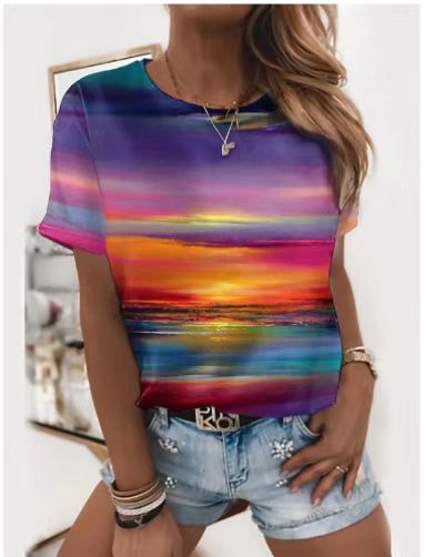 Women 3D Printed Short Sleeve T-Shirt - DromedarShop.com Online Boutique