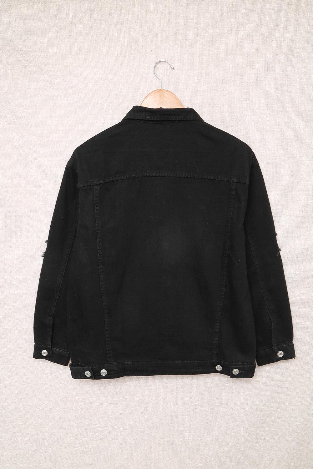 Distressed Button-Up Denim Jacket with Pockets - DromedarShop.com Online Boutique
