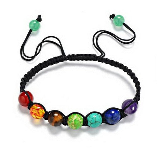 8mm Big Beads 7 Chakra Bracelet DromedarShop.com Online Boutique