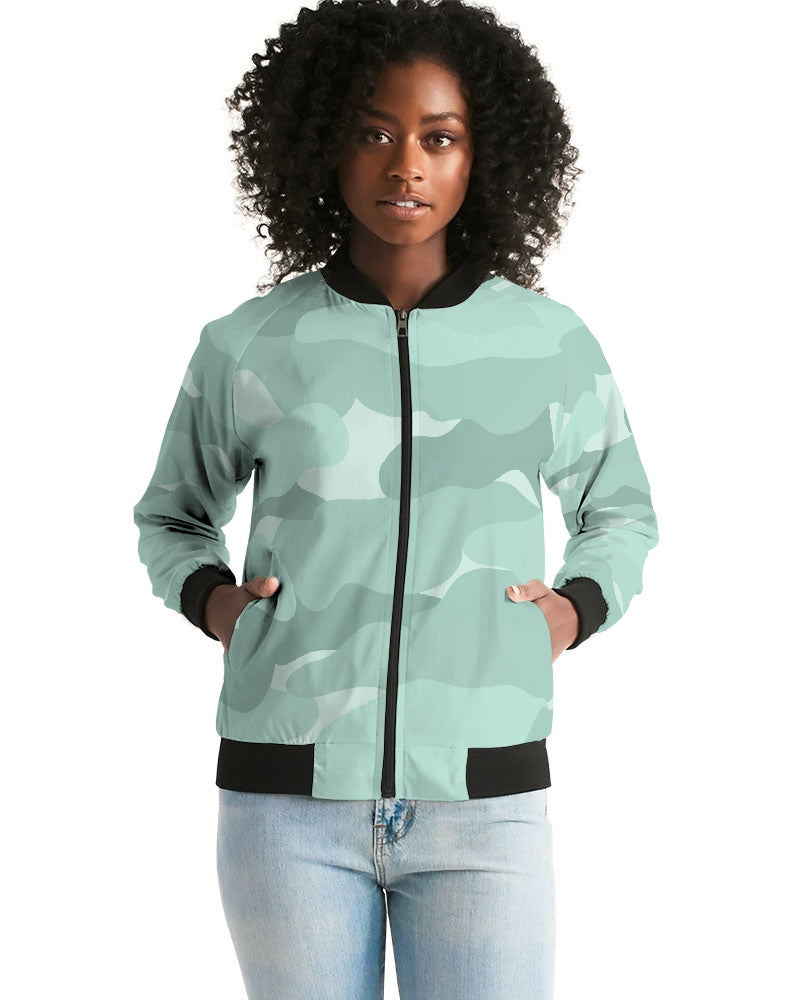Green Camouflage Women's Bomber Jacket DromedarShop.com Online Boutique