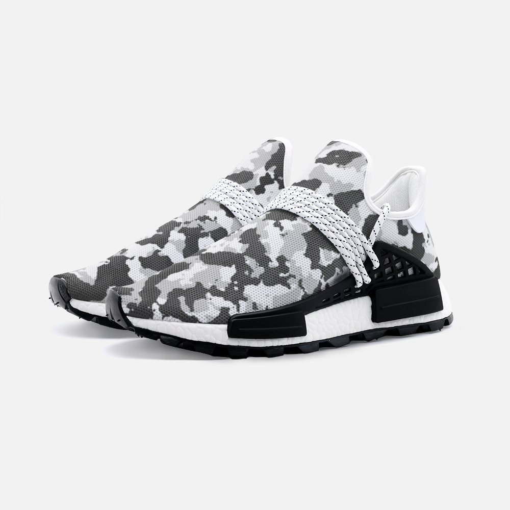 Black and White Camouflage Unisex Lightweight Sneaker S-1 Boost DromedarShop.com Online Boutique