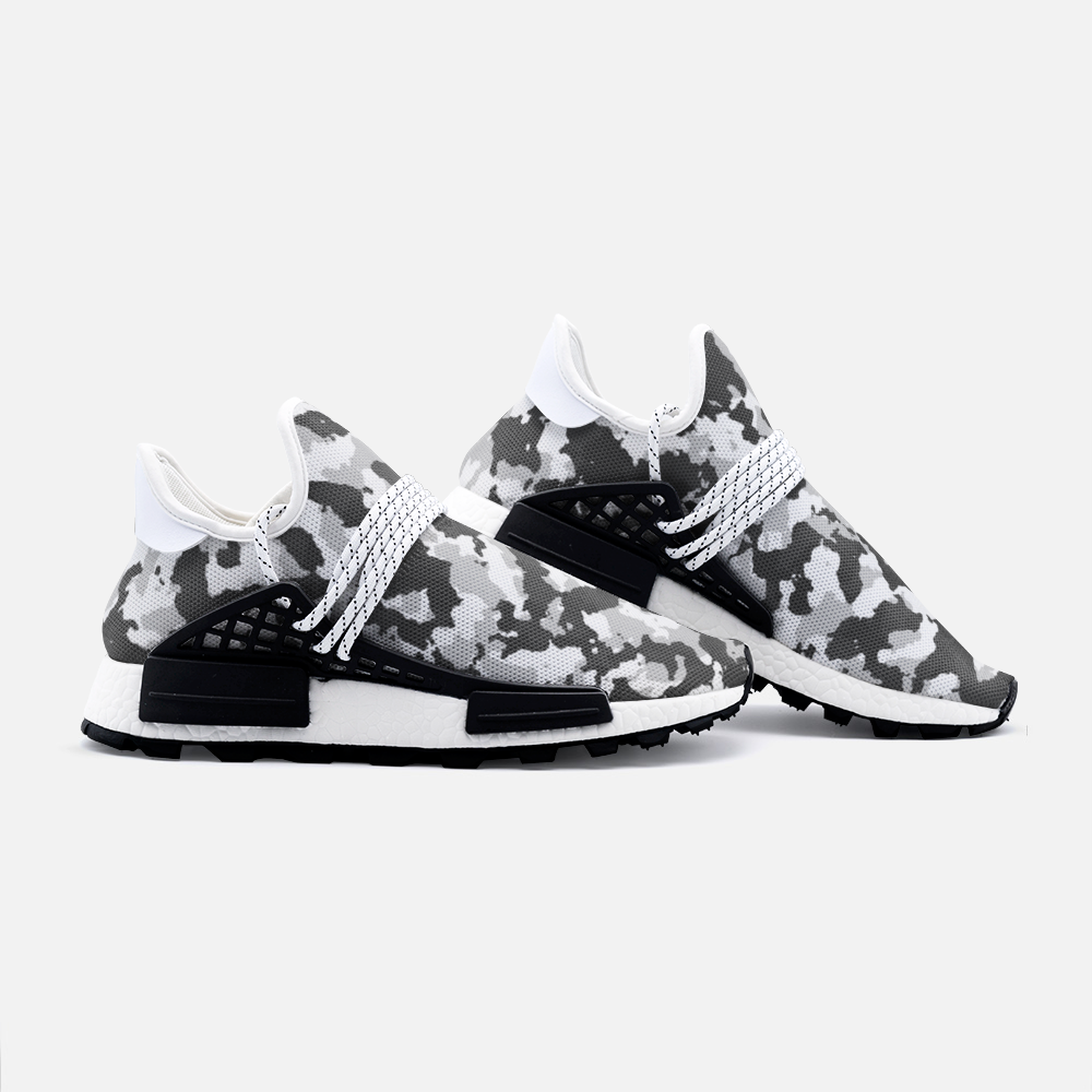 Black and White Camouflage Unisex Lightweight Sneaker S-1 Boost DromedarShop.com Online Boutique