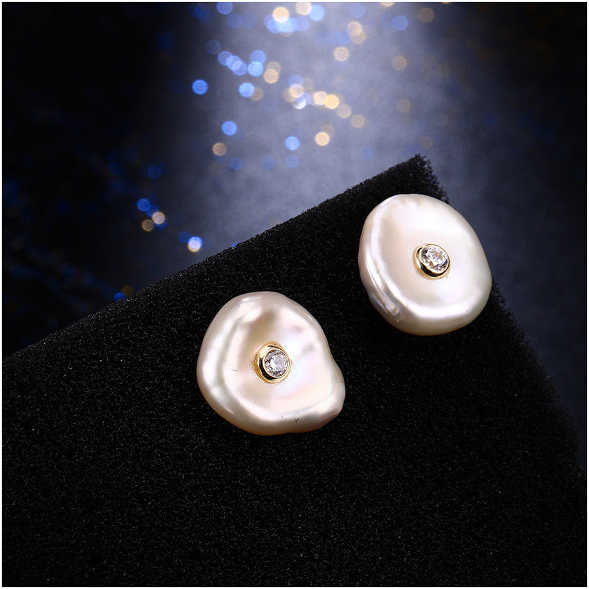 100% Genuine 925 Sterling Silver Natural Freshwater Pearl Stud Earrings DromedarShop.com Online Boutique