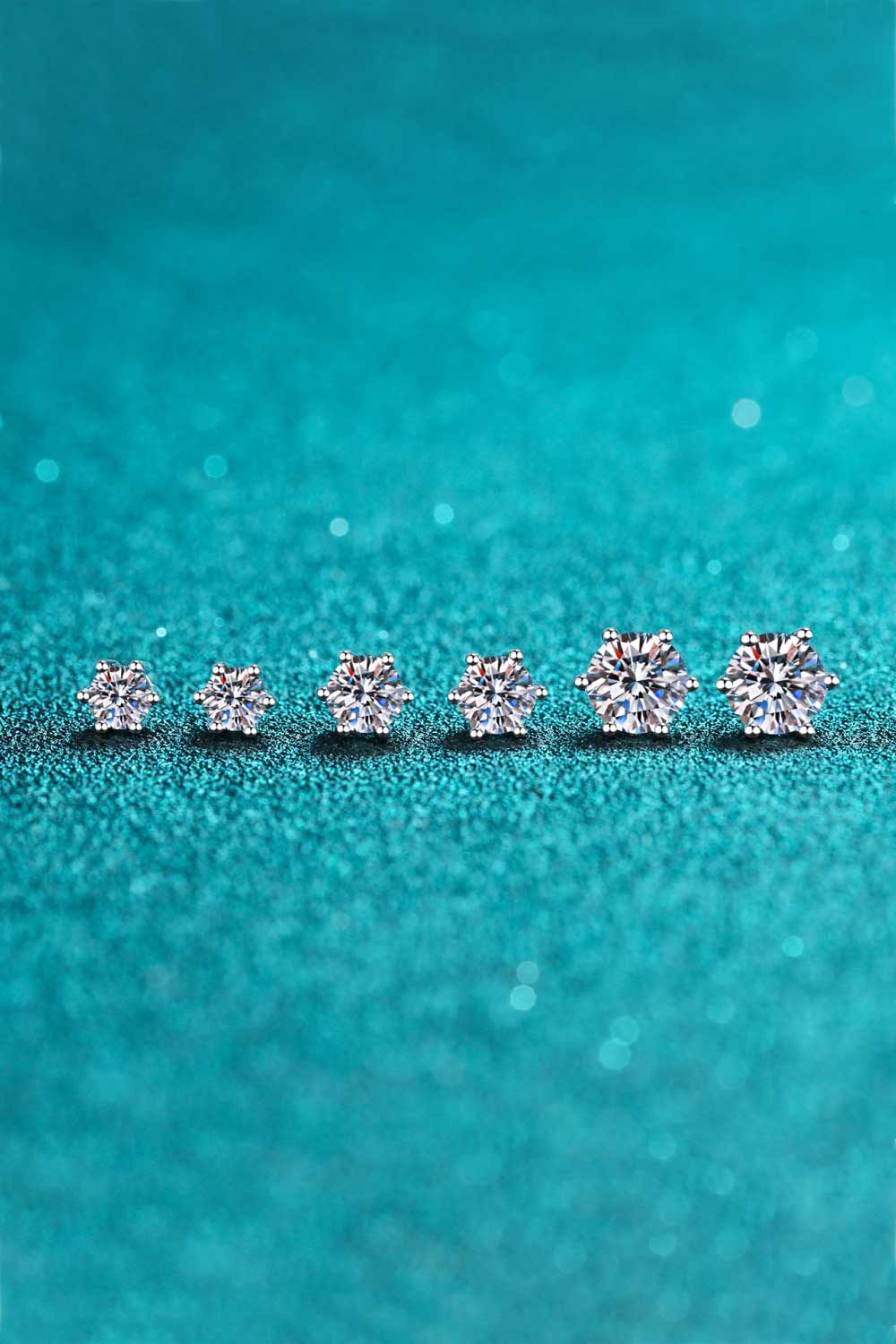 925 Sterling Silver 6-Prong 2 Carat Moissanite Stud Earrings - DromedarShop.com Online Boutique