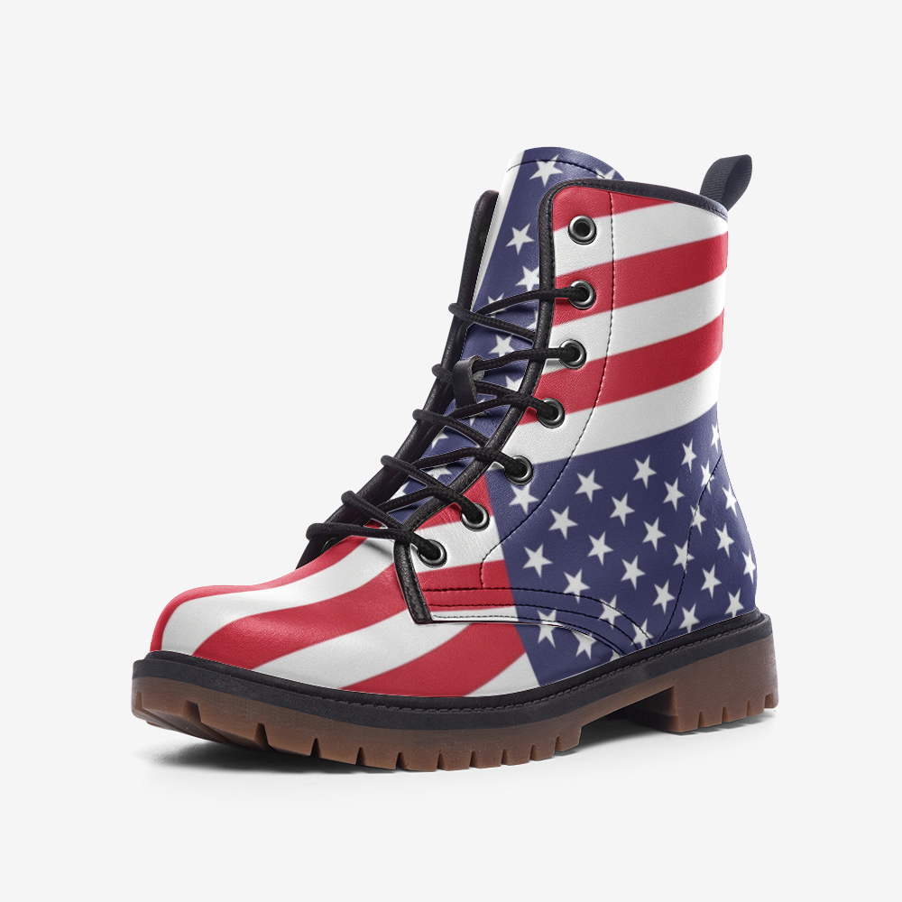 US Flag Casual Leather Lightweight Unisex Boots DromedarShop.com Online Boutique